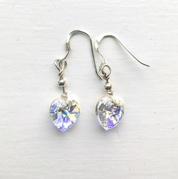Sterling Silver Swarovski Crystal Heart Earrings