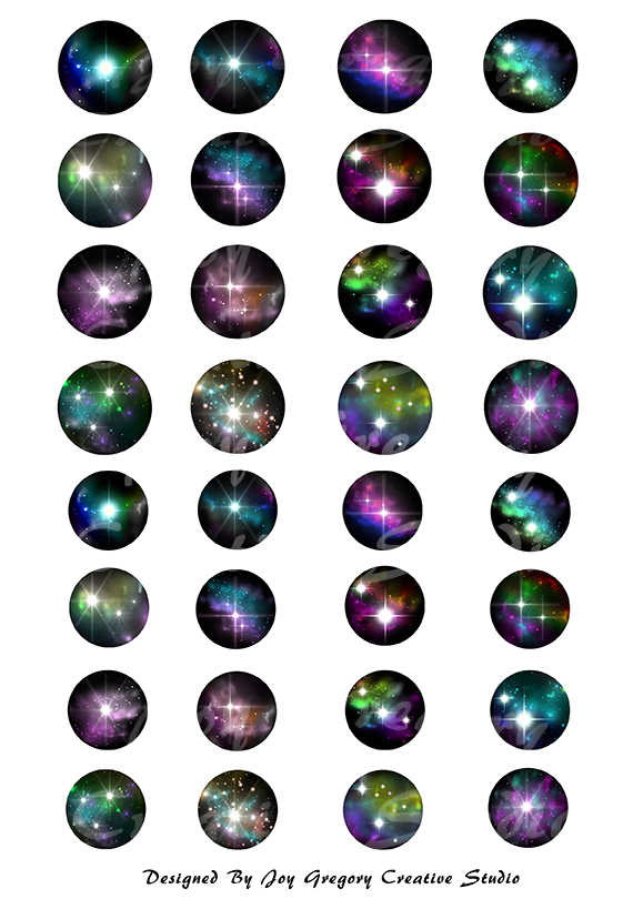 Galaxy - Space - Stars Images 1 inch, 30mm, 20mm, 18mm Circles