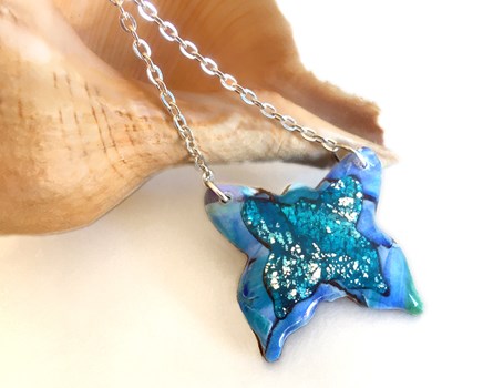 Sparkly Blue Turquoise Butterfly Necklace