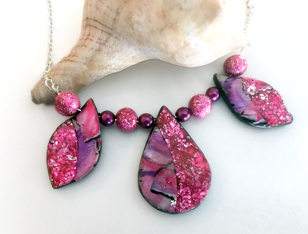Sparkly Pink and Purple 3 Beaded Necklace