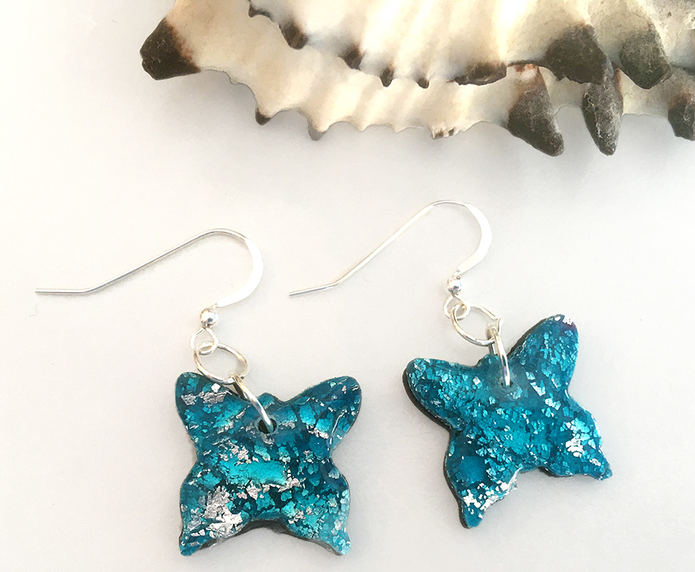 Sparkly Blue Butterfly Earrings
