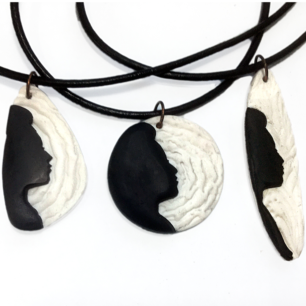 Black and White Silhouette Pendant Necklaces