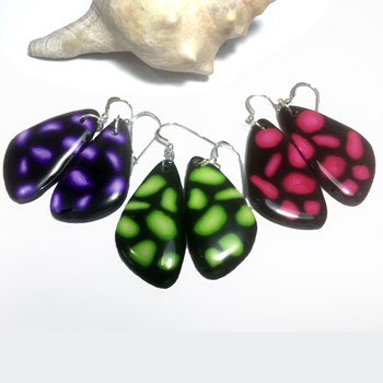Black and Pink, Green or Purple Drop Earrings