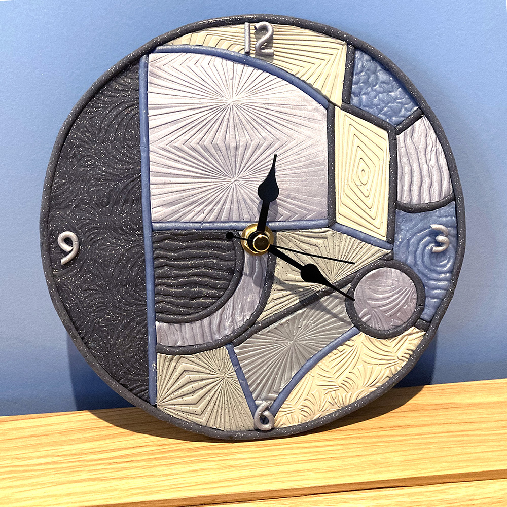 Geometric Wall Clock - Small, Grey and Blue