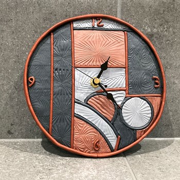 Geometric Wall Clock - Copper Brown and Grey