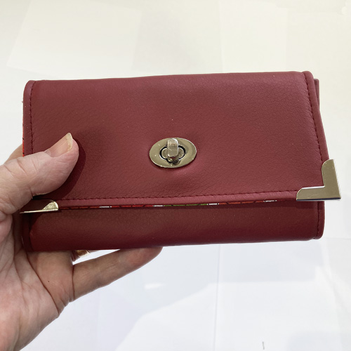 Ladies Wine Wallet with Coin Purse - Faux Leather and Cotton