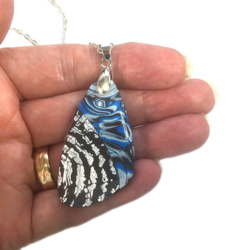 Sparkly Blue, Black and Silver Pendant Necklace