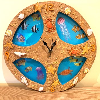 Handmade Sea, Fish and Sand Wall Clock