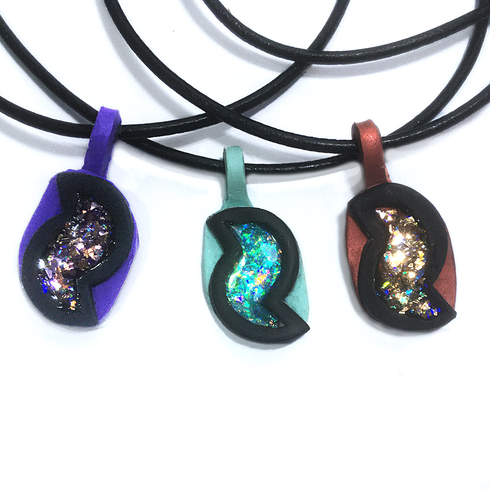 Turquoise, Purple or Copper Pendant with Sparkling Centre