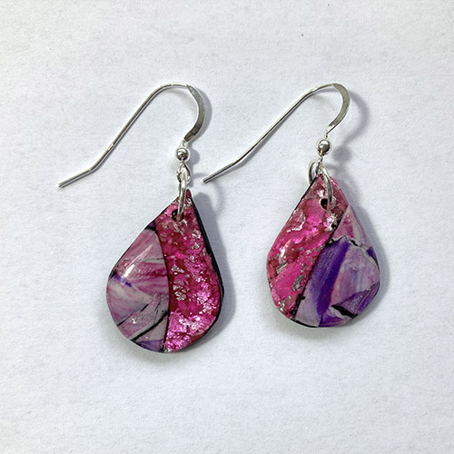 Sparkly Pink and Purple Drop Earrings