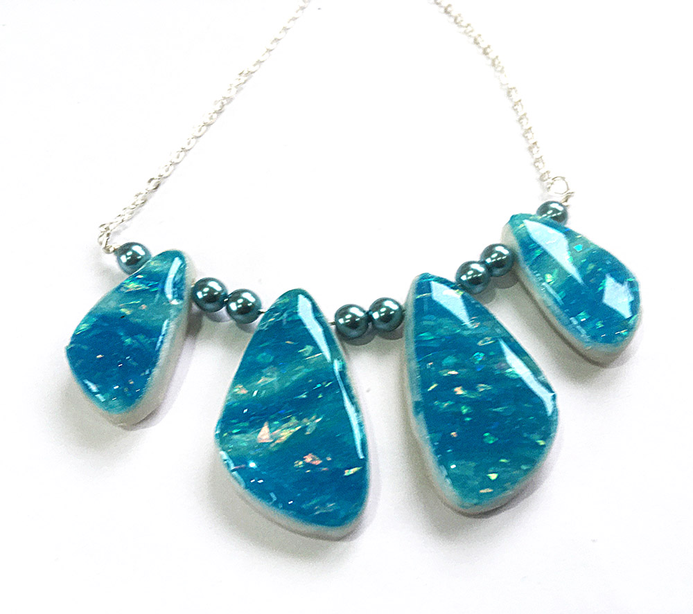 Shimmering Blue 4 Beaded Necklace
