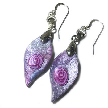 Silvery Lilac and Rose Swirl Earrings