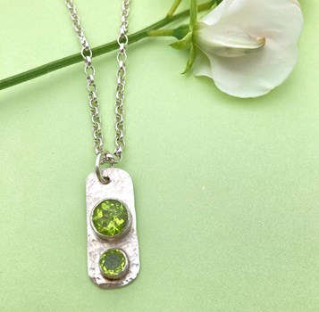 Hammered Sterling Silver and Peridot Necklace