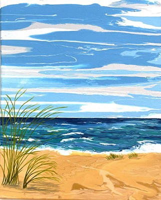 Painting of Sunny Breach and Sea