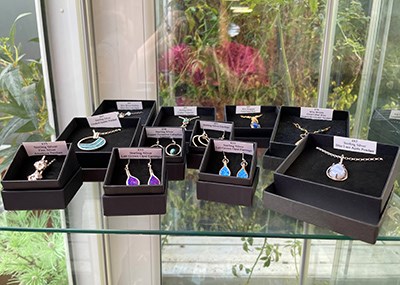 Display of handmade silversmited jewellery