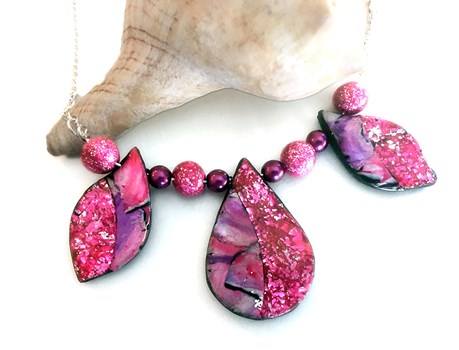 Sparkly Pink and Purple 3 Beaded Necklace