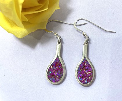 Sterling Silver Purple Opal Earrings