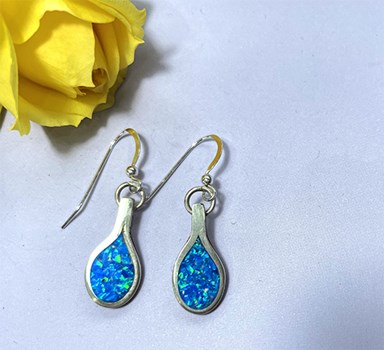 Sterling Silver Blue Crushed Opal Earrings
