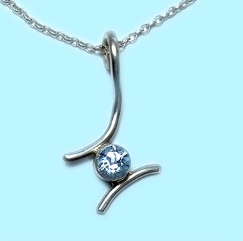 Small Sterling Silver Topaz Pendant Necklace