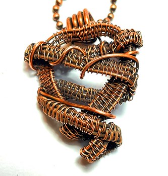 Rustic Copper Wire Weave Heart Necklace